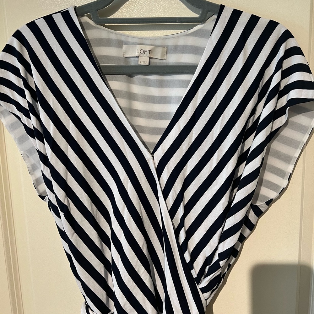 LOFT black and white tie blouse